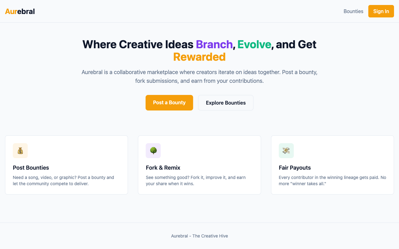 Aurebral - Creative Bounty Marketplace