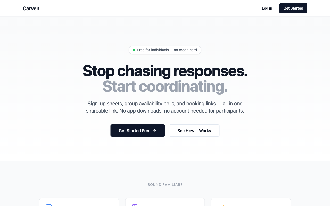 Carven scheduling platform screenshot